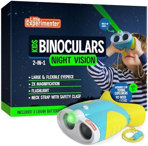 Little Experimenter Night Vision Binoculars for Kids, Flashlight, Ages 3-6