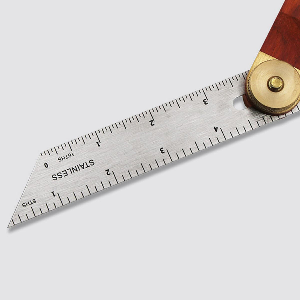 Adjustable T-Bevel Sliding Angle Ruler with Wooden Knob Stainless Steel Multi-Angle Measurement Tool Millimeter Scales for Woodworking Carpentry and Precision Crafting