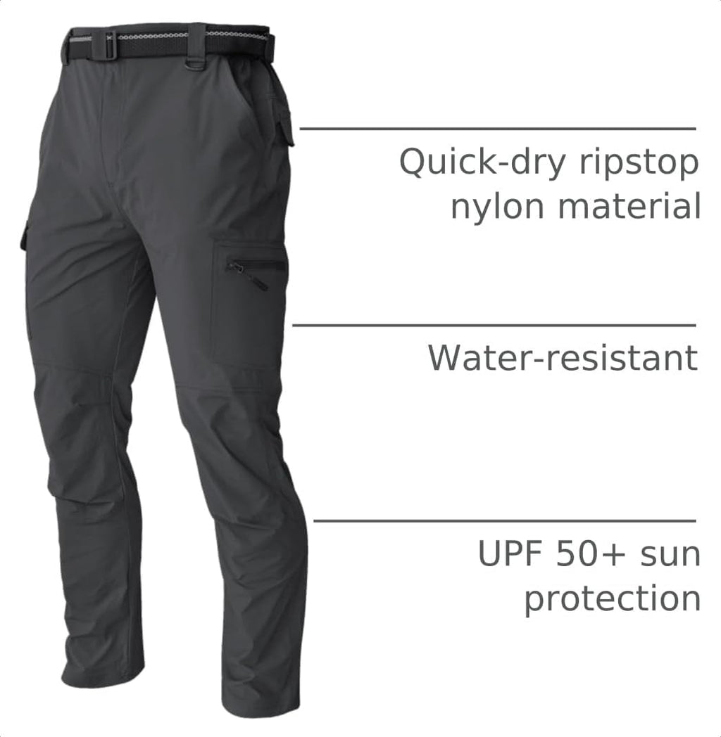 Men's Cargo Work Hiking Pants Lightweight Water Resistant Quick Dry Fishing Travel Camping Outdoor Breathable Multi Pockets