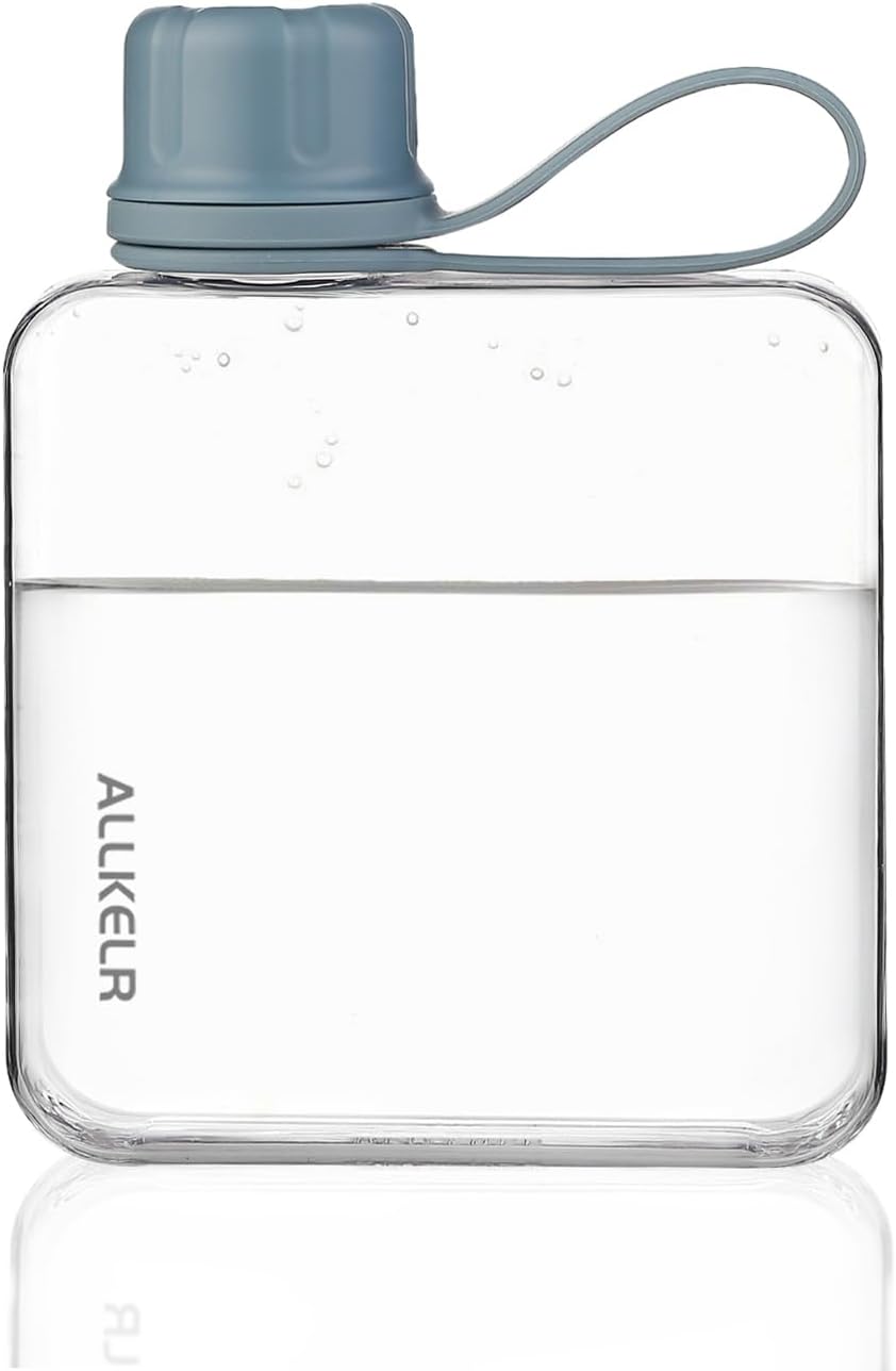 Portable Flat Water Bottle, 13.5 oz, White