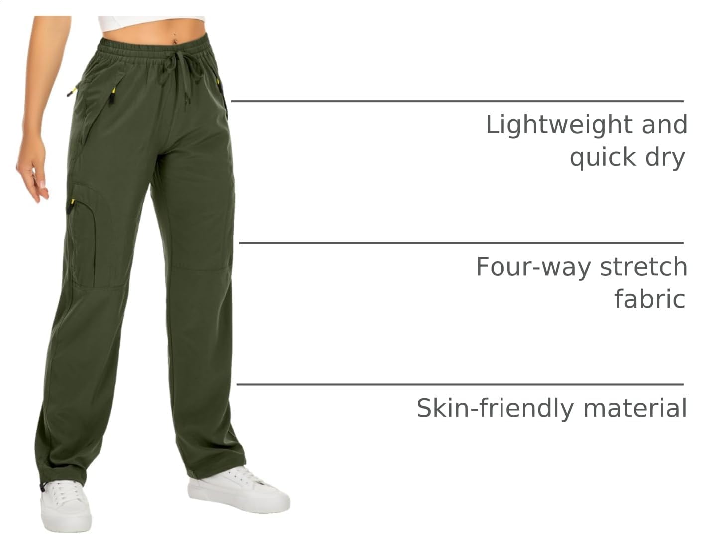 Toomett Women‘s Hiking Cargo Pants UPF 50 Quick Dry with Zipper Pockets