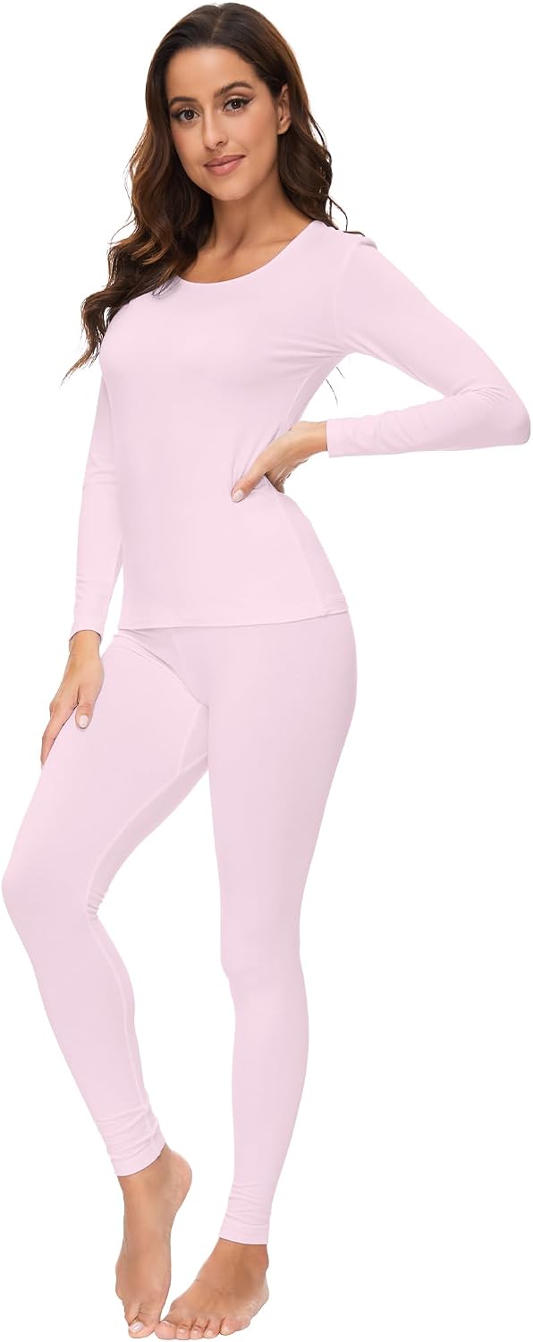WiWi Soft Underwear for Women Thermal Long Johns Sets Super Warm Base Layer Top Pants Pajamas Set Viscose from Bamboo S-3X