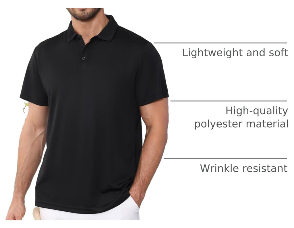 OYGSieg 5 Pack Polo Shirts for Men Short Sleeve Collared Golf Polos