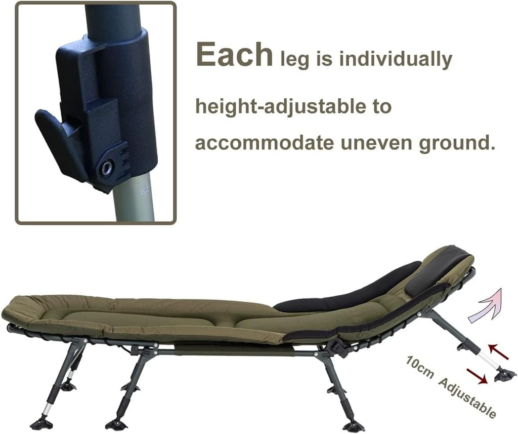 XXL Camping Cot for Adults, Folding Bed with Mattress, Green