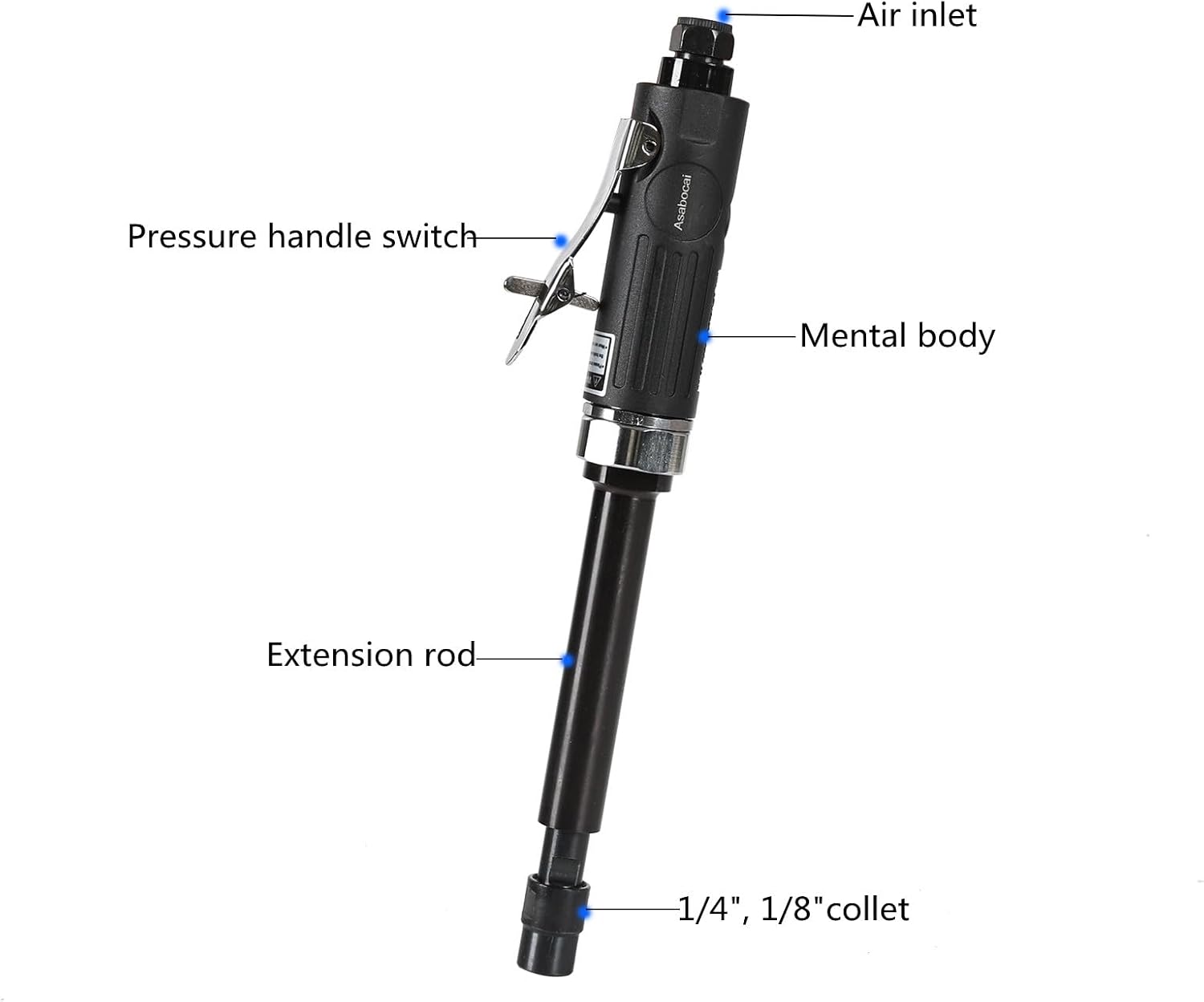Extra Long Extension 1/4" and 1/8" Straight Air Die Grinder, High Speed Extended Long Shaft Air Die Grinder Tool