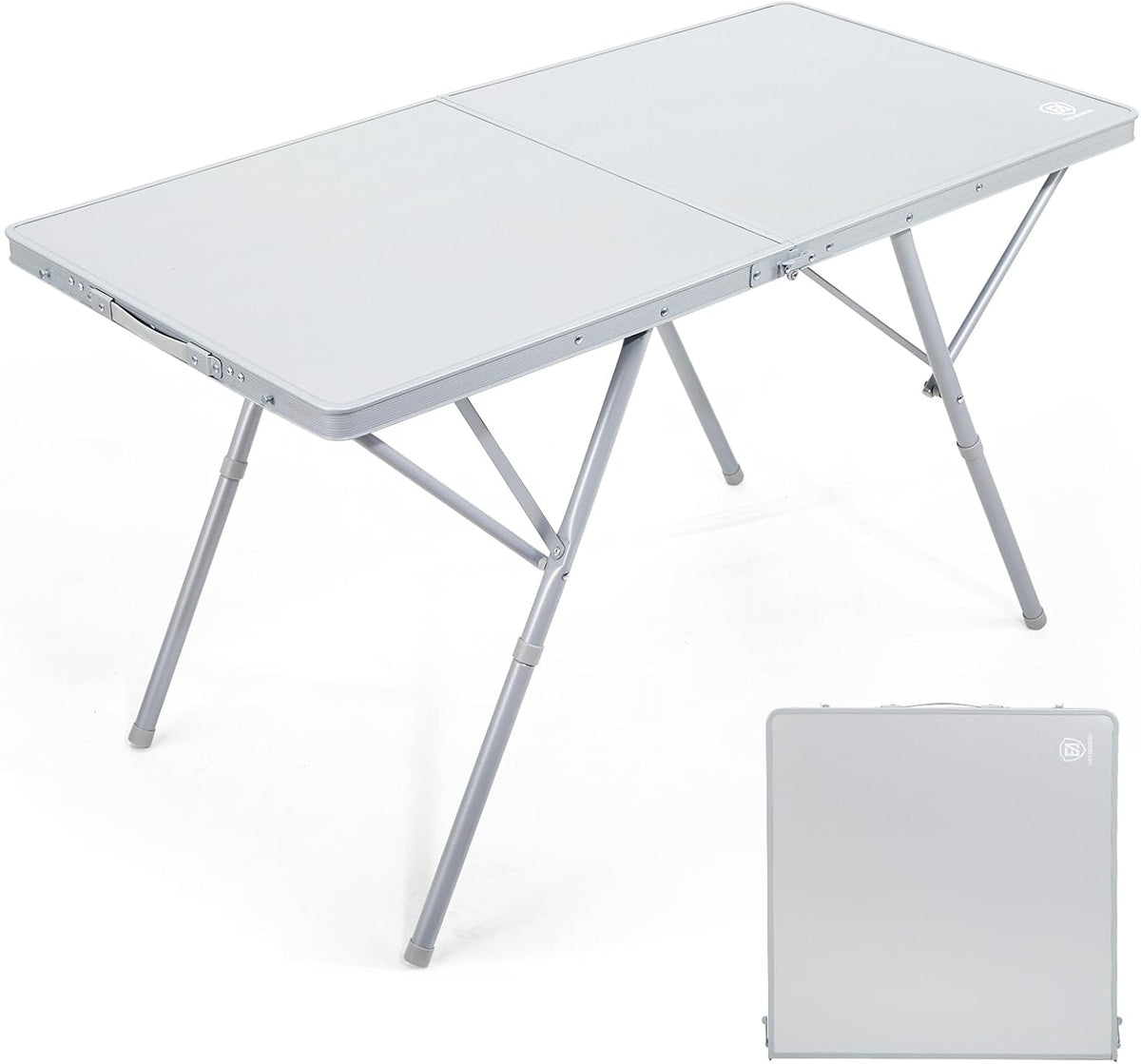 EVER ADVANCED Camping Table, Fold up Lightweight, 4-6 Person Portable Roll up Aluminum Table with Carry Bag for Outdoor, White