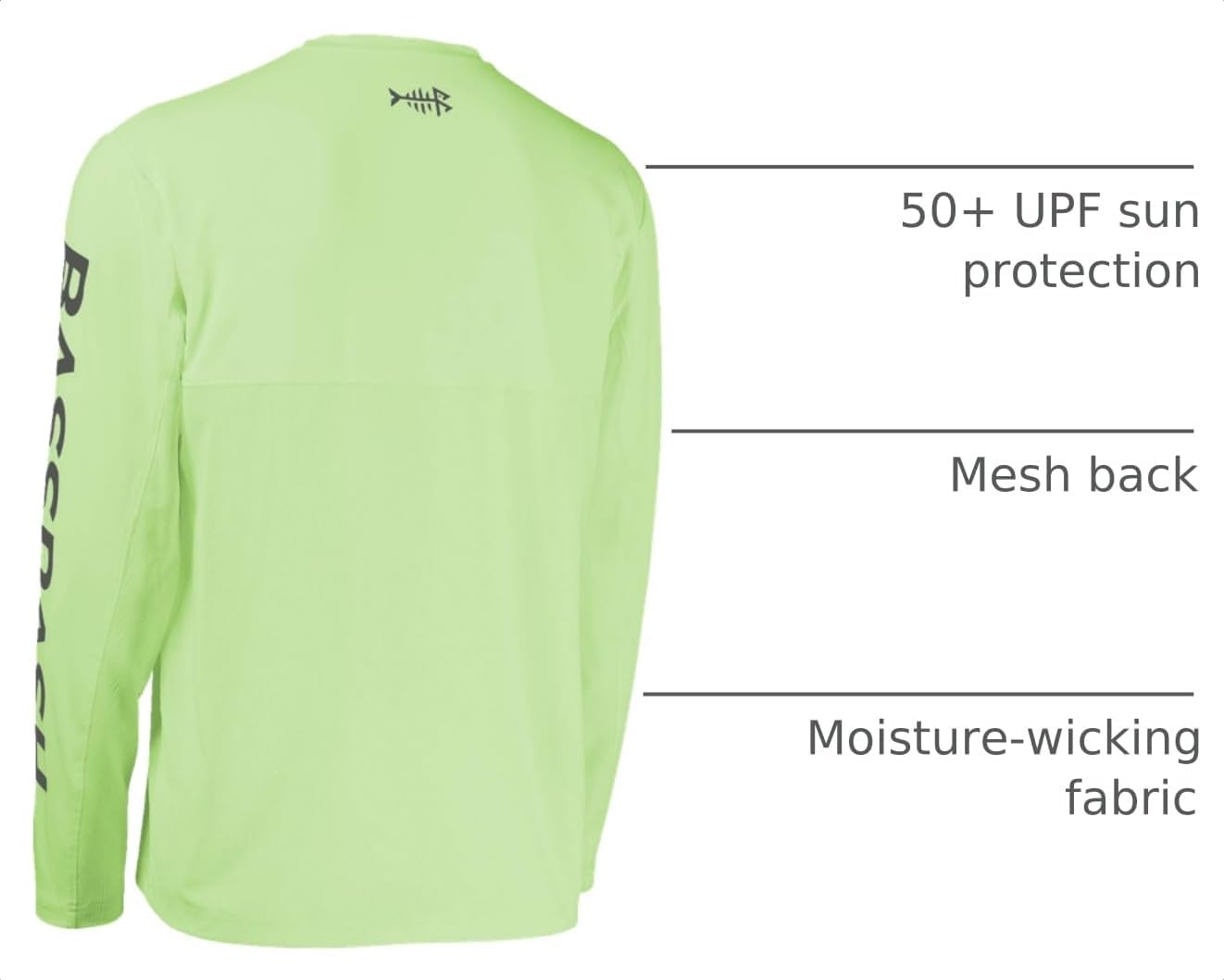 BASSDASH Fishing T Shirts for Men UV Sun Protection UPF 50+ Long Sleeve Tee T-Shirt