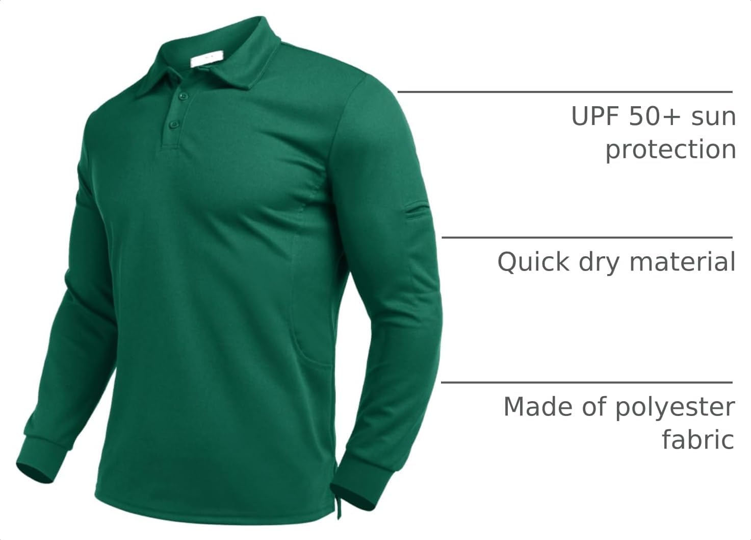 Deyeek Men's Long Sleeve Polo Shirts, Quick Dry Golf Polo for Men