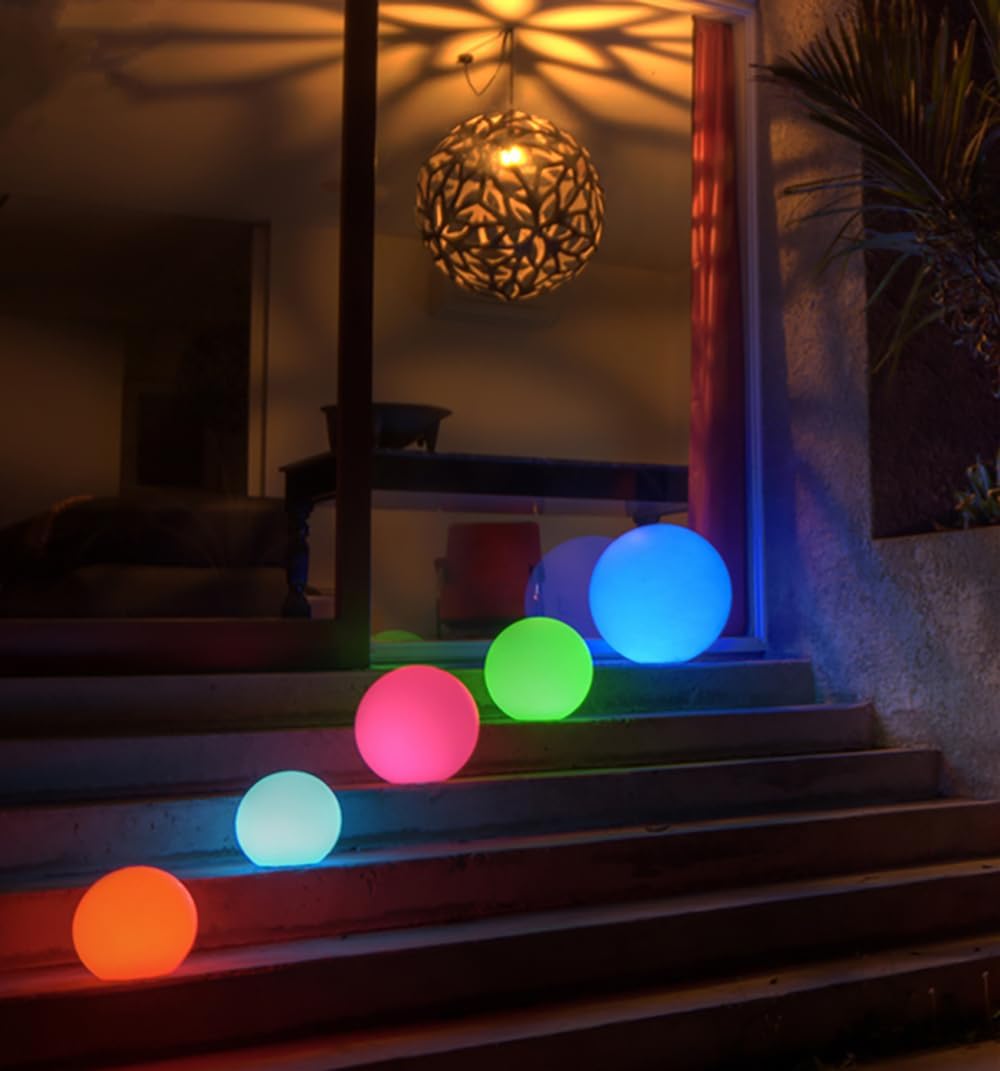 Mr.Go 10-in RGB LED Ball Light, Rechargeable Waterproof Globe Lamp w/Remote
