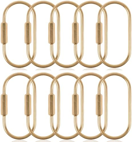 10 Pcs Gold Solid Brass Carabiner Keychain Clip - Brass Key Ring
