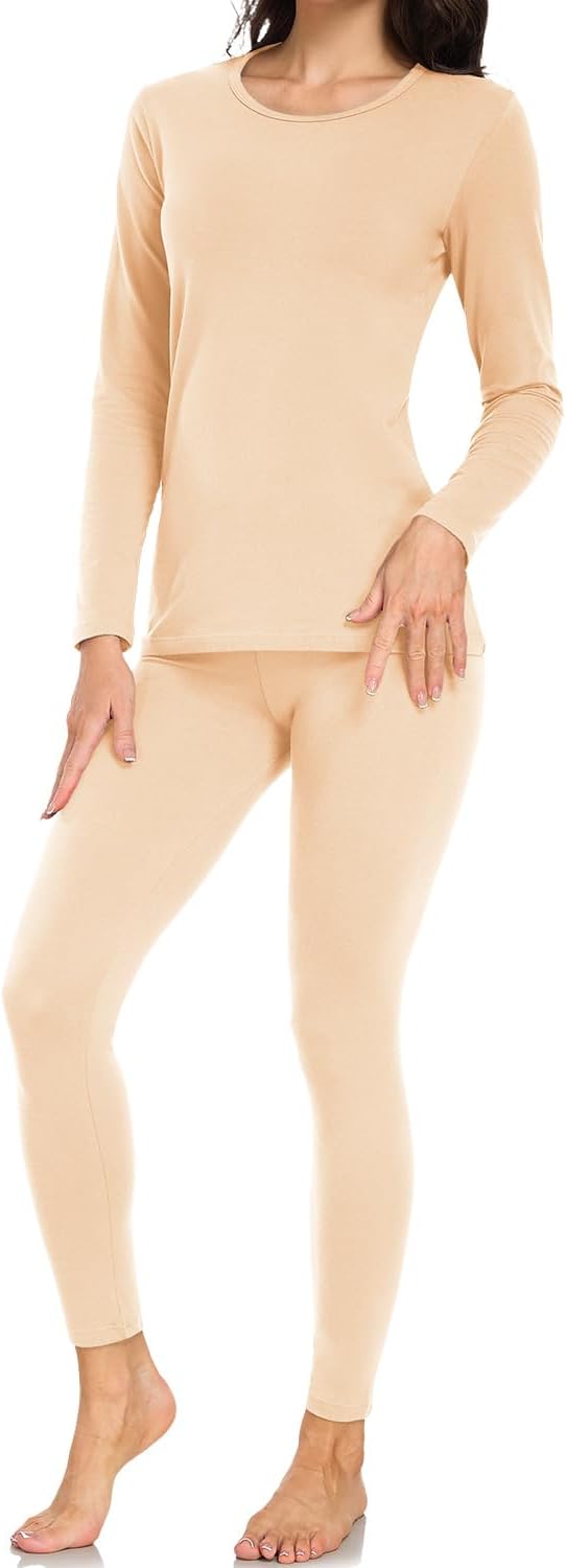 wirarpa Women's Cotton Thermal Underwear Set Long Johns Base Layer Set