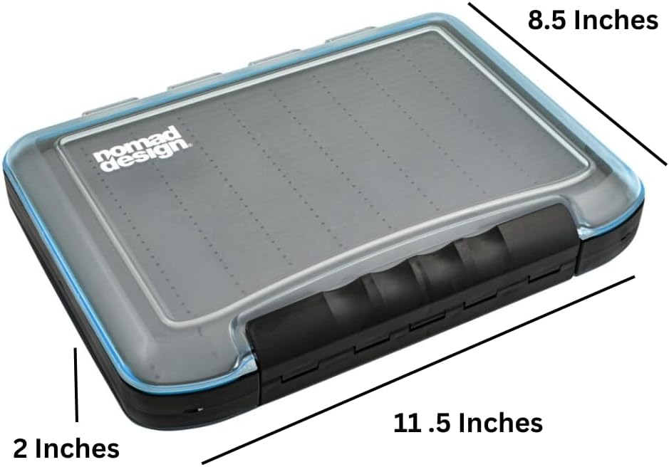 Nomad Design Vibe Storage Fishing Tackle Box – Double‑Sided, Waterproof, Foam‑Backed Fishing Lure Organizer for Vertrex & Swim Vibes – Large 11½″ × 8½″