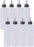BENECREAT 8Pack 7.8 Ounce Plastic Squeeze Dispensing Bottles with Black Twist Cap, Open/Close Nozzle - Good For Crafts, Art, Glue, Multi Purpose