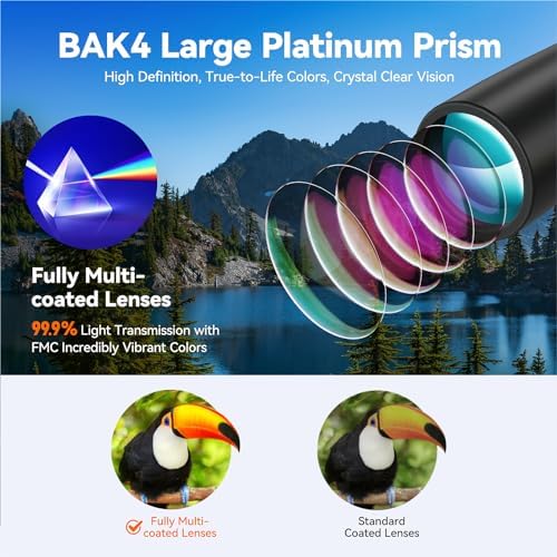 12x42 HD Binoculars for Adults - Upgraded BAK4 Prism and FMC Lens, Phone Adapter + Tripod for Bird Watching, Cruise Ships, Concerts, Hunting, Hiking, Wildlife Observation