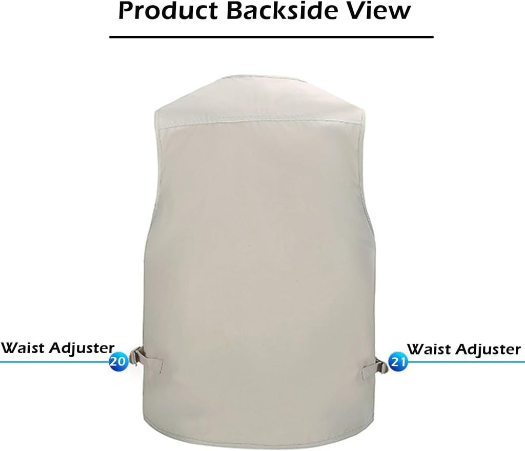 Men's Outdoor Vest Summer Fishing Vest Utility Lightweight Travel Safari Photography Casual Gilet with Multi Pockets