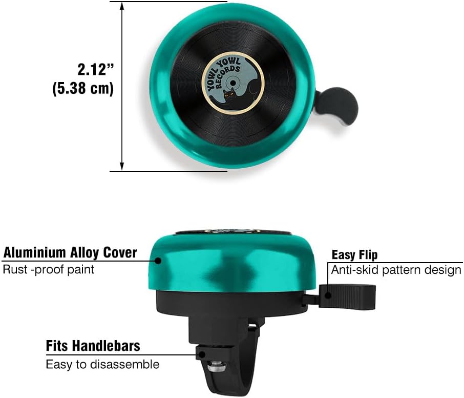 WIRESTER Green Aluminum Round Bike Bell, Classic Ring Bicycle Bell, Bike Accessories Bell Ring for Adults Kids Girls Boys