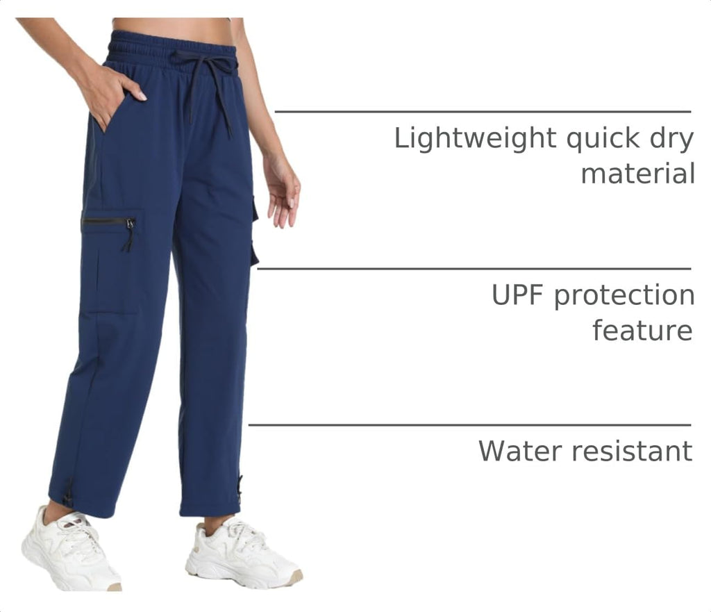 Quick Dry Women's Hiking Cargo Pants With 5 Pockets Lightweight Joggers