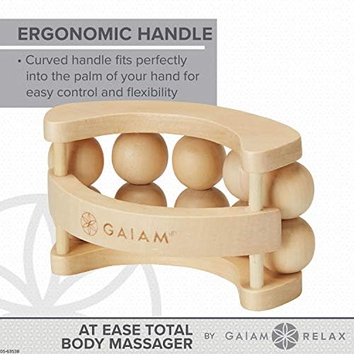 Gaiam Relax Massage Ball Roller, Handheld Wooden Tool