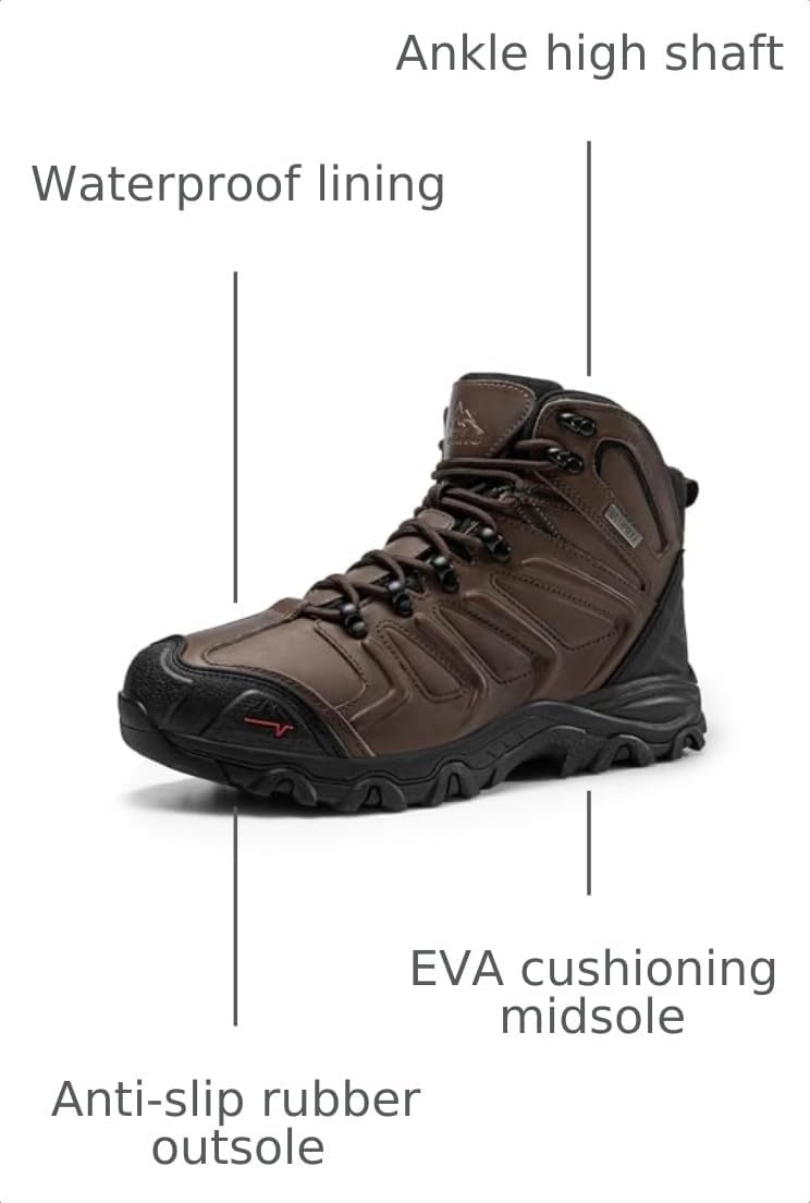 NORTIV 8 Men's Ankle High Waterproof Hiking Boots