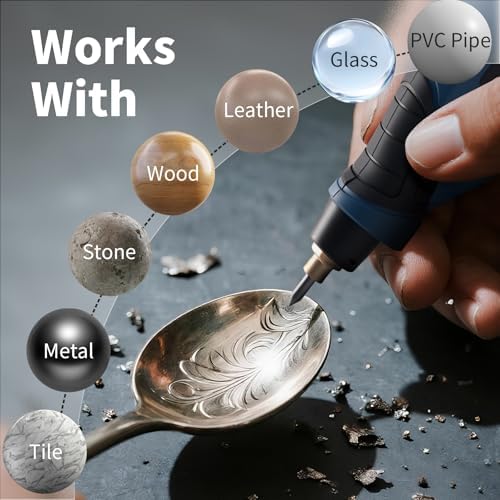 Engraver Pen, 25W 6 Speed Engraving Pen for Metal, Wood, Glass and Plastic, Handheld Engraving Etching Tool with Tungsten Carbide Steel Bit and Hex Key