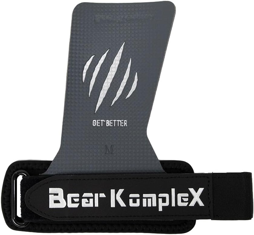 Bear KompleX No Hole Hand Grips - Non-Slip Fingerless Gymnastics Grips for Weight Lifting, Pull-ups & Cross Training | Lightweight, Padded Wrists & Foldable Grip.