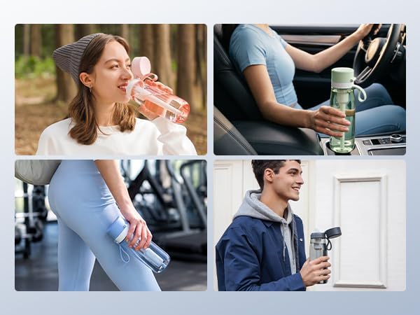 PHILIPS Filtered Water Bottle, BPA-Free Tritan, Travel Portable 22oz Pink