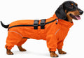 Lovelonglong Waterproof Dog Raincoat – 4-Leg Full Body Dog Rain Suit with Reflective Strips & Leash Opening, Outdoor Dog Jacket for Rainy Weather