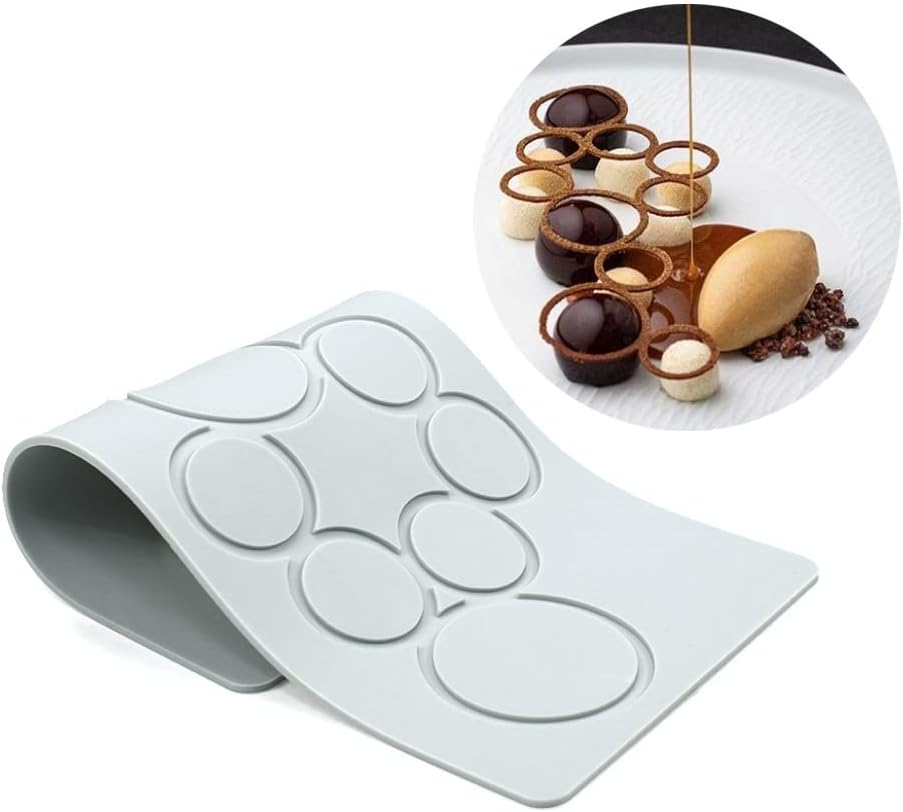 Hollow Leaf Silicone Molds Lover Heart Chocolate Molds Geometry 3D Silicone Mould Chocolate Candy Leaf Mold Sugar Craft Cake Decoration Cupcake Top (O_Circel_12.12 * 5.44 * 0.12inch)