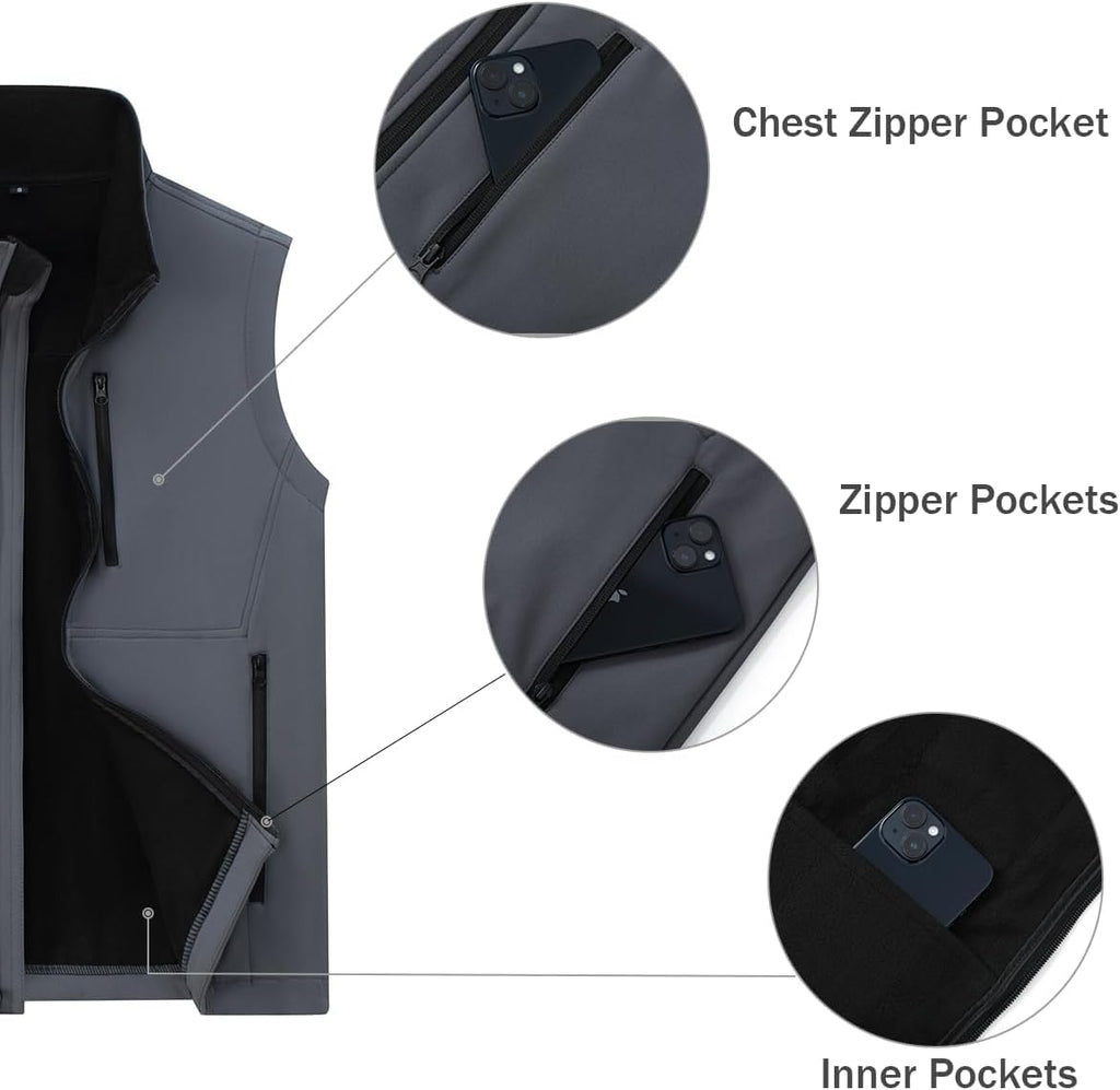 Msmsse Men's Outerwear Lightweight Vest Standing Collar Puffer Sleeveless Jacket for Hiking Running Golf