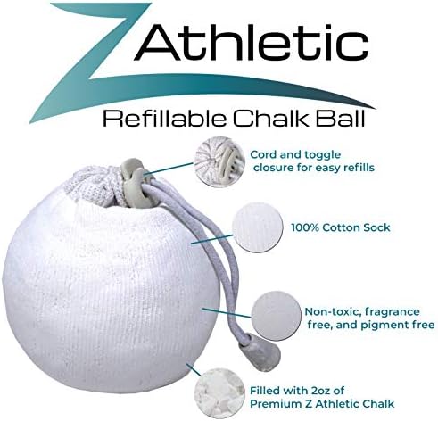 Z ATHLETIC Chalk & Bag Combo for Gymnastics, Climbing, and Weight Lifting (Refillable, Multiple Colors)