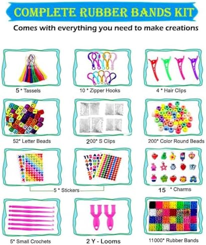 YITOHOP 12080+ Loom Bands Set, Rubber Bands for Bracelet Making Kit, DIY Arts & Crafts Idea, Friendship Bracelet Birthday Gift Kits for Kids Girls Boys Creative Art Crafts