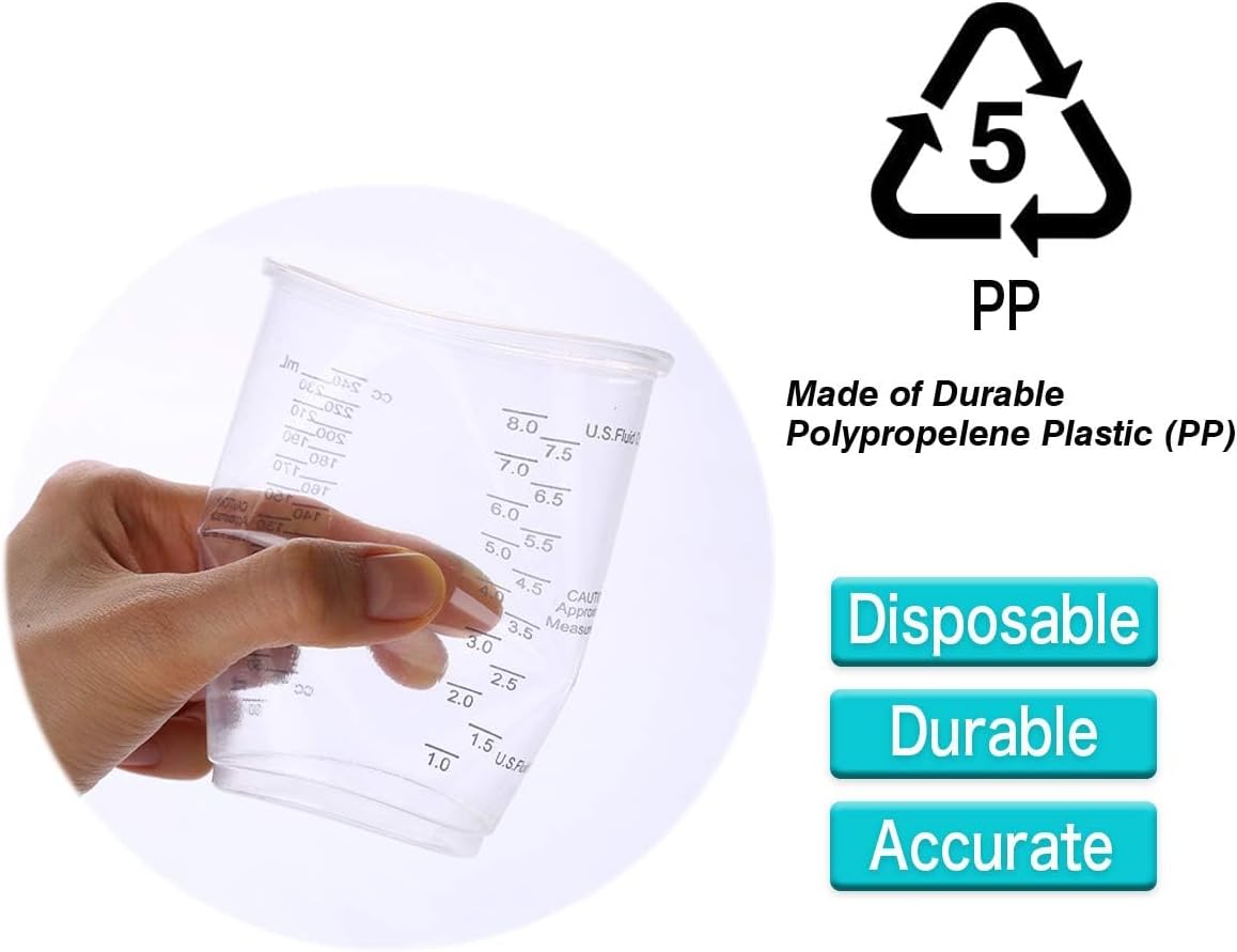100pcs 8oz Graduated Clear Plastic Measuring Cups