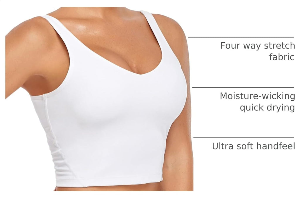 Oalka Sports Bra Womens Longline Padded Crop Yoga Tank Tops
