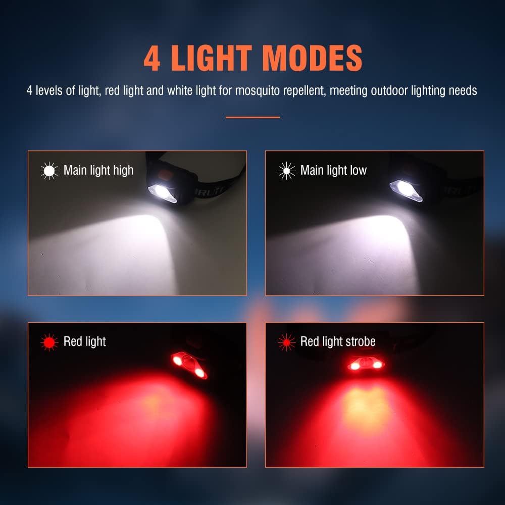 BORUIT LED Headlamp Red White Light Head Lamp [2-Pack] AAA Battery Super Bright Headlight 4 Mode Head Flashlight for Kids Adult Camping Running Hunting Fishing Gear
