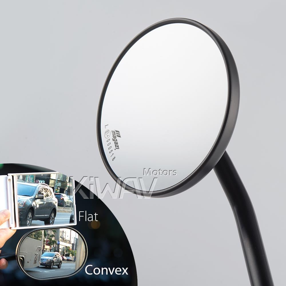 KiWAV Eclipse Black Motorcycle Rear View Mirrors Aluminum E-mark compatible for M10 Metric Motorcycle
