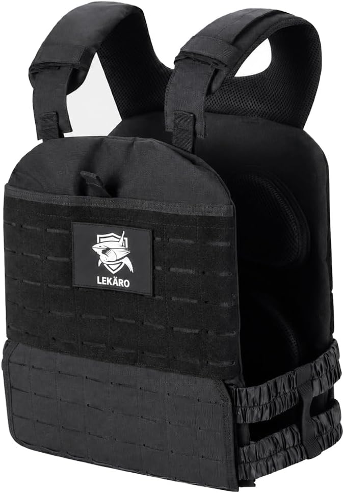 Adjustable Weighted Vest for Men Women – Tactical Vest for Rucking, HIIT & CrossFit, Fits 10x12 Plates, 600D Breathable Weight Vest & Exercise Vest for Strength Training, Weights Not Included