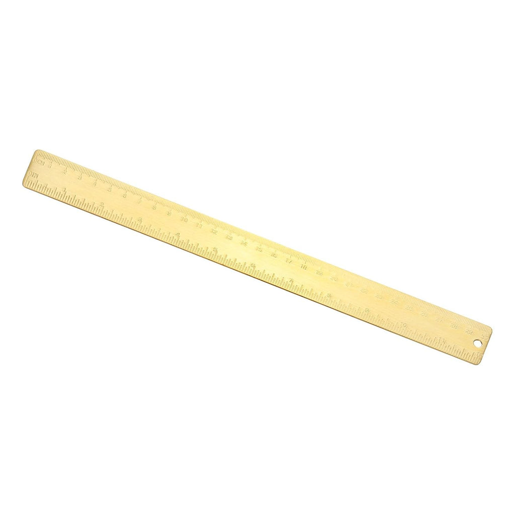 uxcell Metal Straight Ruler 300mm Brass Straight Edge Rule Precision Double Scales Metric Measurement Tool Drawing Measuring Ruler Gold 2 Pcs