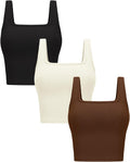 OLCHEE Womens 3 Pack Crop Tank Tops Sleeveless Square Neck Workout Top