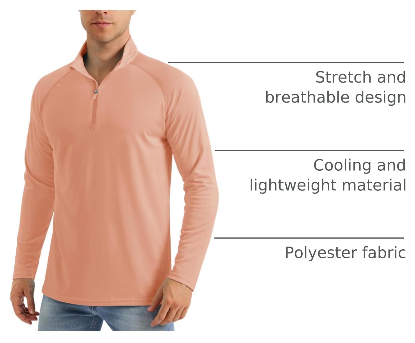 MAGCOMSEN Men's Long Sleeve Sun Shirts UPF 50+ Tees 1/4 Zip Fishing Running Rash Guard Athletic T-Shirts