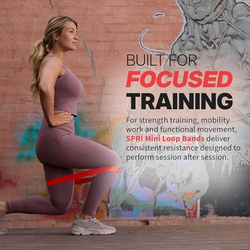 SPRI Mini Loop Bands Kit, Set of 3 - Light, Medium, Heavy Resistance Bands for Lower Body Workouts, Toning Muscles, and Exercise