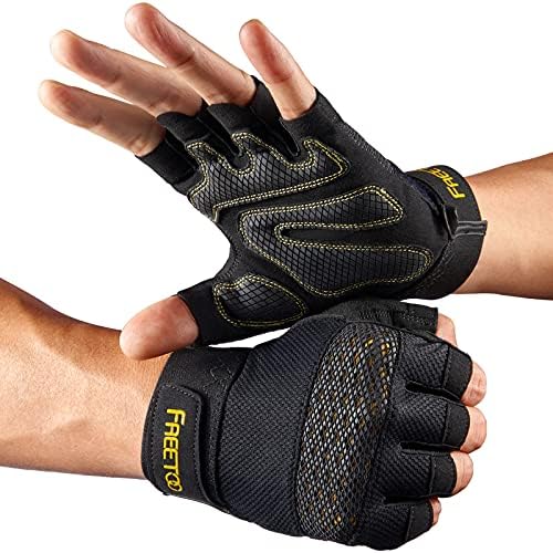 FREETOO Fingerless Workout Gloves for Men,Padded Palm Weight Lifting Gloves