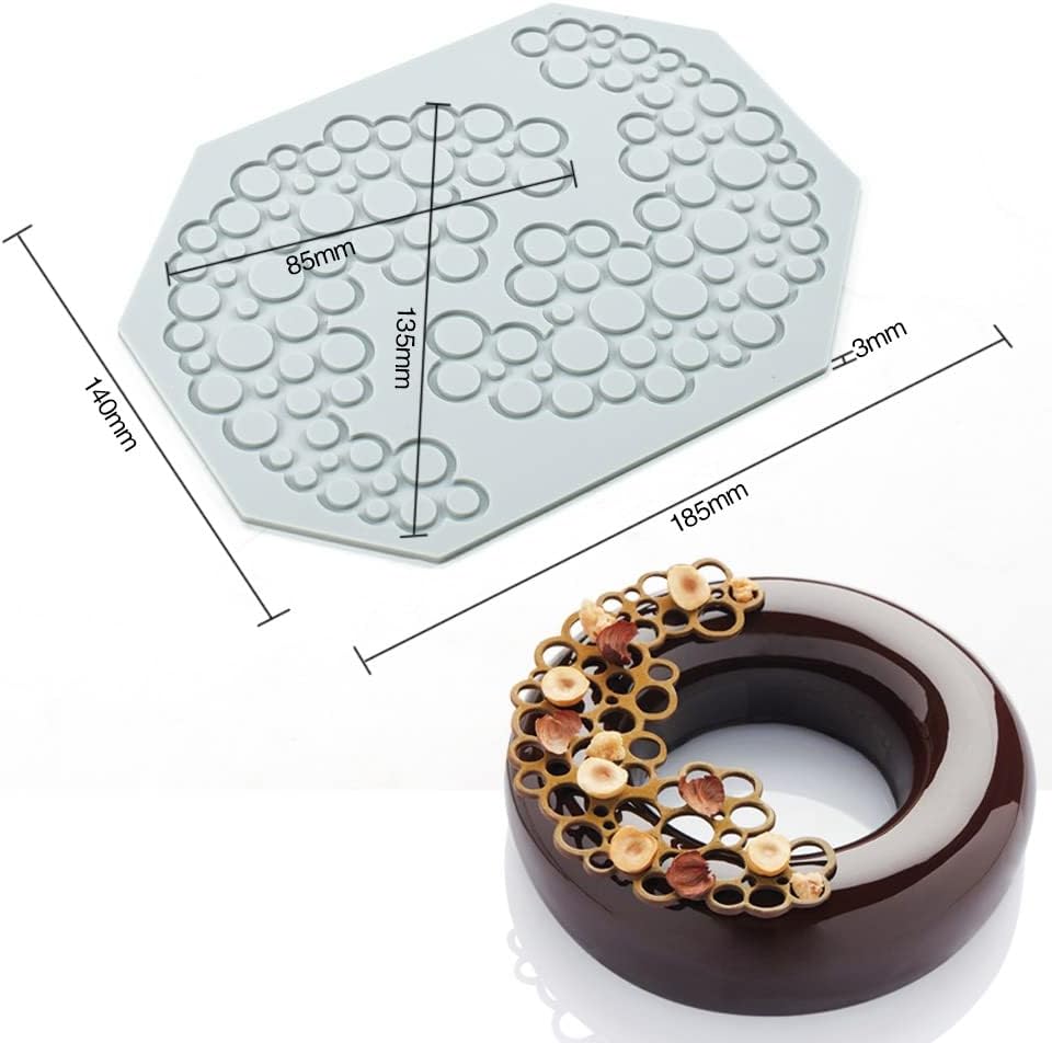 Hollow Leaf Silicone Molds Lover Heart Chocolate Molds Geometry 3D Silicone Mould Chocolate Candy Leaf Mold Sugar Craft Cake Decoration Cupcake Top (G_Circle_7.4 * 5.6 * 0.12inch)