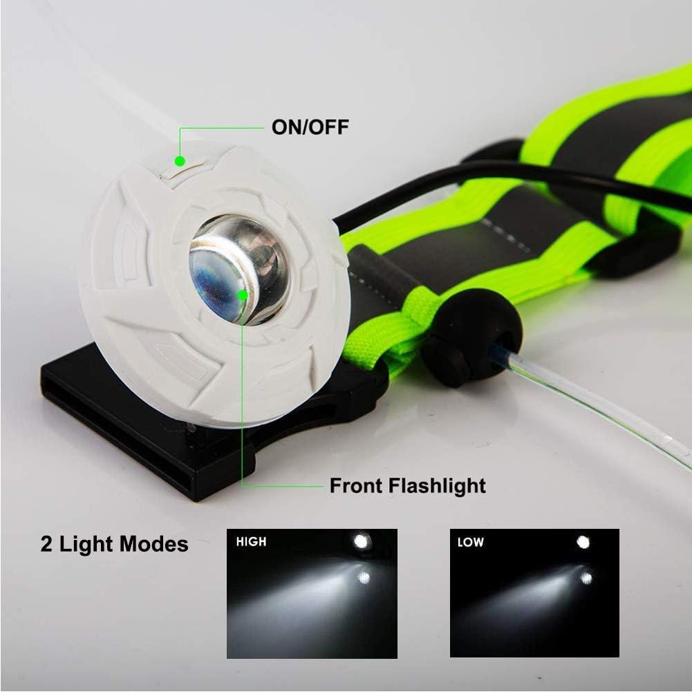 LONGU Led Running Reflective Vest Safety Night Light USB Rechargeable Cycling Multicolored Fiber Optics Suit Women Men Kids Adjustable Light Weight Gear for Jogging Biking