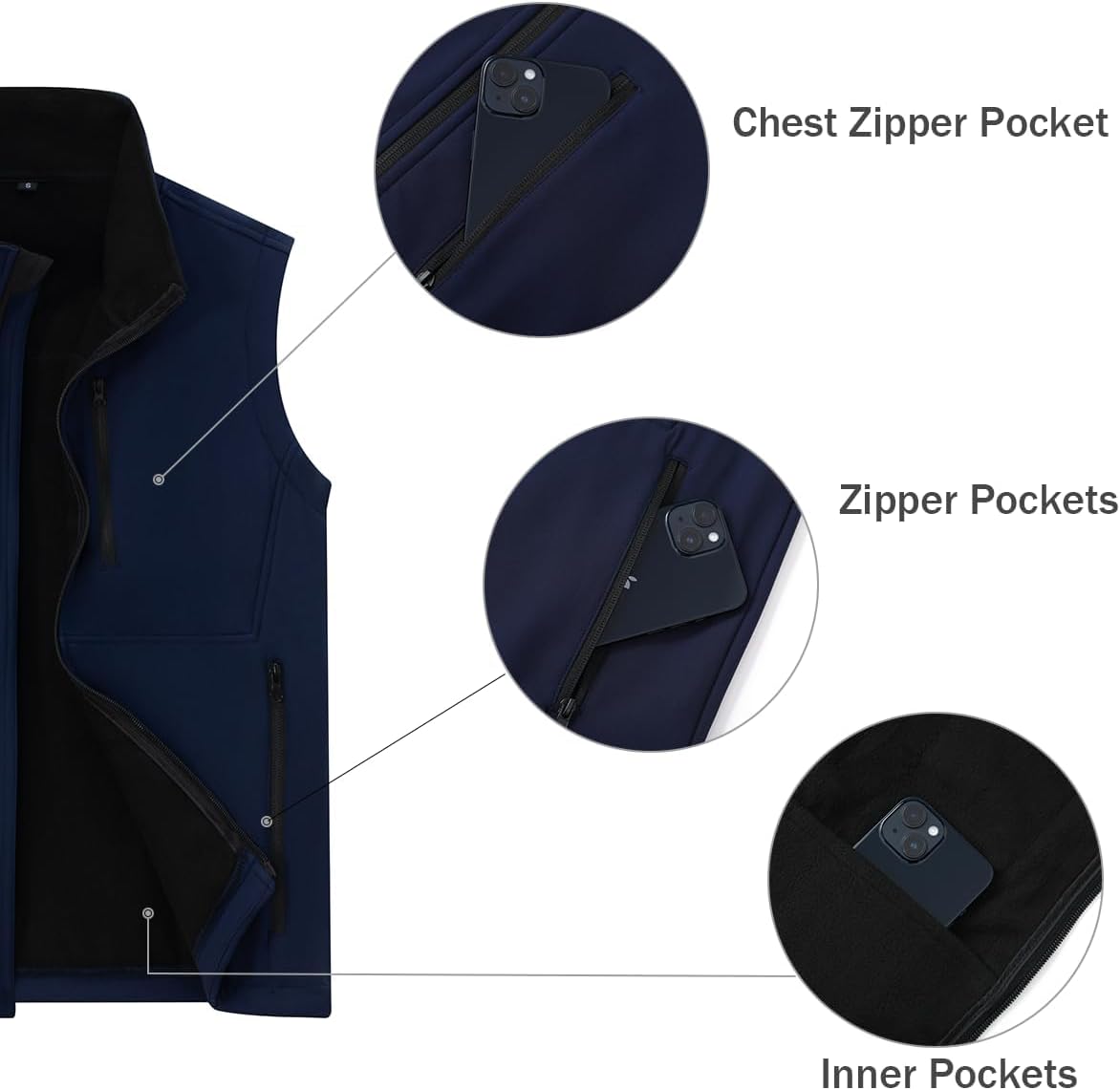 Msmsse Men's Outerwear Lightweight Vest Standing Collar Puffer Sleeveless Jacket for Hiking Running Golf