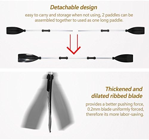 Boat Paddle, Kayak Paddle, Paddle Boat, Canoe Paddle, 2Pcs 4Ft Detachable Boating Canoeing Oar Ribbed Blade Kayak Paddles Canoe Oar for Boat Kayak Canoe Raft Fishing Surfing