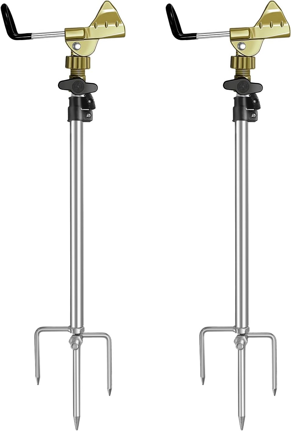 Fishing Rod Holder for Ground 2 Pack,Height Adjustable 22.4-34.3in,360 Degree Adjustable Easy Folder Rod Holder for Ground (Rod Holder -01)