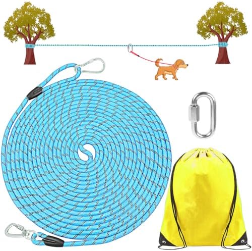 Reflective Versatile Dog Tie Out Cable Trolley System Hold Up to 300 lbs