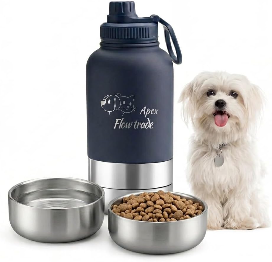 Dog Travel Insulated Water Bottle Dispenser (Cream)