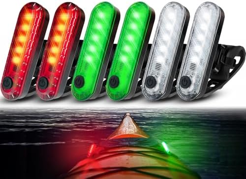 Amzonly 6Pack Kayak Lights for Night Kayaking- Battery Operated Navigation Lights for Boat, Jet Ski, Dinghy and Paddle Board