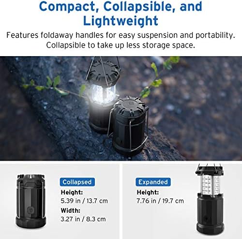 Etekcity Camping Lantern Battery Powered LED for Power Outages, Emergency Light for Hurricane Supplies Survival Kits, Operated Lamp, Camping Gear Accessories Essentials, 2 Pack